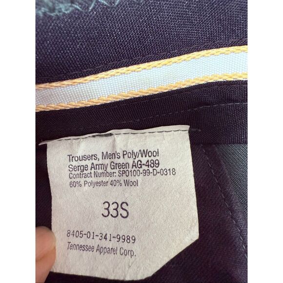 Vintage DSCP By Tennessee Apparel Men’s Wool Blend Pants Sz 33S Army Green Belt - Picture 9 of 14
